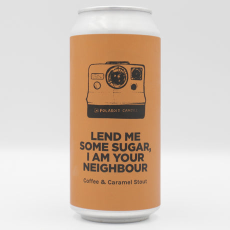 This is a can of Pomona Island - Lend Me Some Sugar, I Am Your Neighbour - 6.4% (440ml). It is a Stout / Porter craft beer available to buy from Ghost Whale, voted London's best craft beer shop.