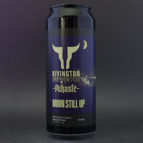 This is a can of Rivington / Puhaste - Moon Still Up - 10.5% (500ml). It is a Imperial Stout / Porter craft beer available to buy from Ghost Whale, voted London's best craft beer shop.