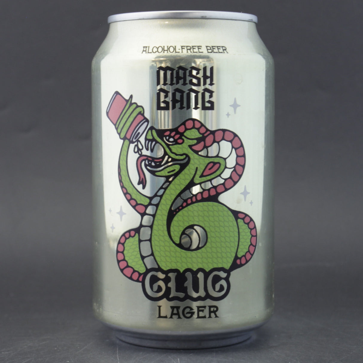 This is a can of Mash Gang - Glug - 0.5% (330ml). It is a Lager / Pilsner / Kölsch craft beer available to buy from Ghost Whale, voted London's best craft beer shop.
