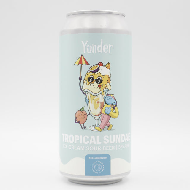 This is a can of Yonder / Left Handed Giant - Tropical Sundae - 5% (440ml). It is a Sour craft beer available to buy from Ghost Whale, voted London's best craft beer shop.