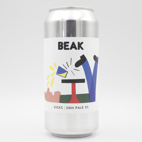This is a can of Beak - Kicks - 5% (440ml). It is a Pale Ale craft beer available to buy from Ghost Whale, voted London's best craft beer shop.