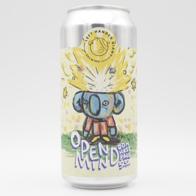 This is a can of Left Handed Giant - Open Mind - 5.5% (440ml). It is a Pale Ale craft beer available to buy from Ghost Whale, voted London's best craft beer shop.