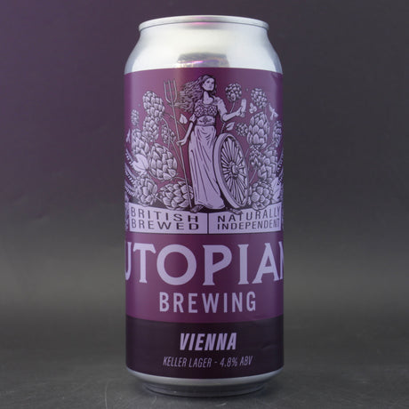 This is a can of Utopian - Vienna Keller - 4.8% (440ml). It is a Lager / Pilsner / Kölsch craft beer available to buy from Ghost Whale, voted London's best craft beer shop.