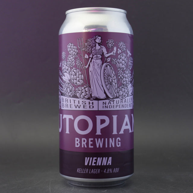 This is a can of Utopian - Vienna Keller - 4.8% (440ml). It is a Lager / Pilsner / Kölsch craft beer available to buy from Ghost Whale, voted London's best craft beer shop.