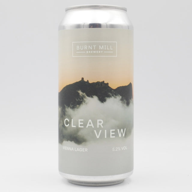 This is a can of Burnt Mill - Clear View - 5.2% (440ml). It is a Lager / Pilsner / Kölsch craft beer available to buy from Ghost Whale, voted London's best craft beer shop.
