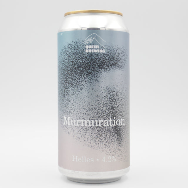 This is a can of Queer Brewing - Murmuration - 4.2% (440ml). It is a Lager / Pilsner / Kölsch craft beer available to buy from Ghost Whale, voted London's best craft beer shop.