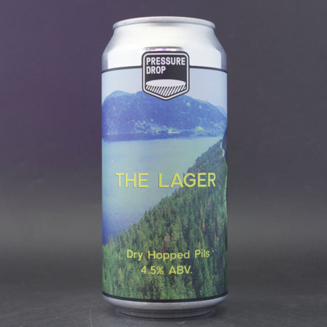 This is a can of Pressure Drop - The Lager - 4.5% (440ml). It is a Lager / Pilsner / Kölsch craft beer available to buy from Ghost Whale, voted London's best craft beer shop.