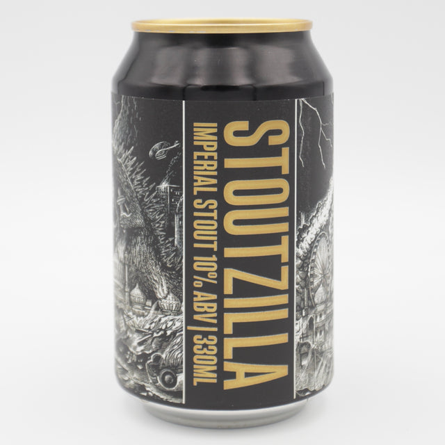 This is a can of UnBarred - Stoutzilla 2025 - 10% (330ml). It is a Imperial Stout / Porter craft beer available to buy from Ghost Whale, voted London's best craft beer shop.