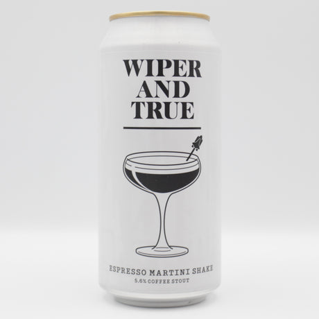 This is a can of Wiper And True - Espresso Martini Shake - 5.6% (440ml). It is a Stout / Porter craft beer available to buy from Ghost Whale, voted London's best craft beer shop.