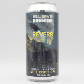 This is a can of Elusive Brewing - Reverb - 5.8% (440ml). It is a IPA craft beer available to buy from Ghost Whale, voted London's best craft beer shop.