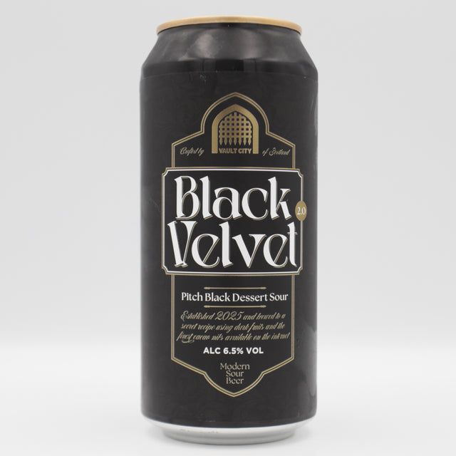 This is a can of Vault City - Black Velvet - 6.5% (440ml). It is a Sour craft beer available to buy from Ghost Whale, voted London's best craft beer shop.