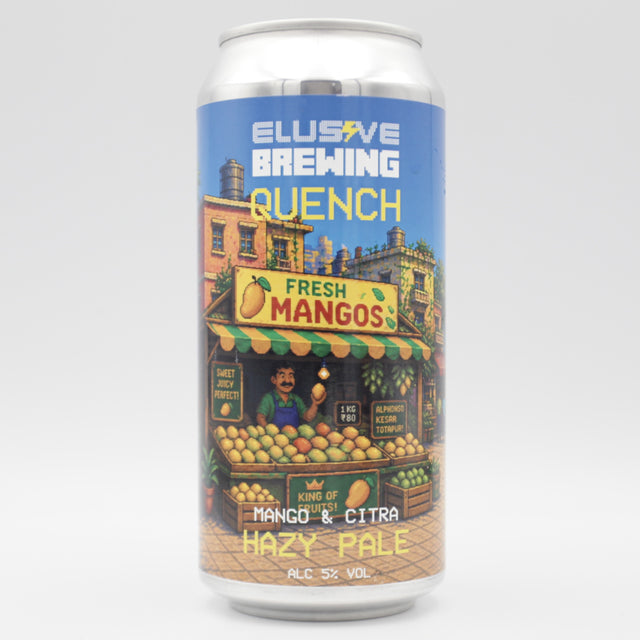This is a can of Elusive Brewing - Quench - 5% (440ml). It is a Pale Ale craft beer available to buy from Ghost Whale, voted London's best craft beer shop.