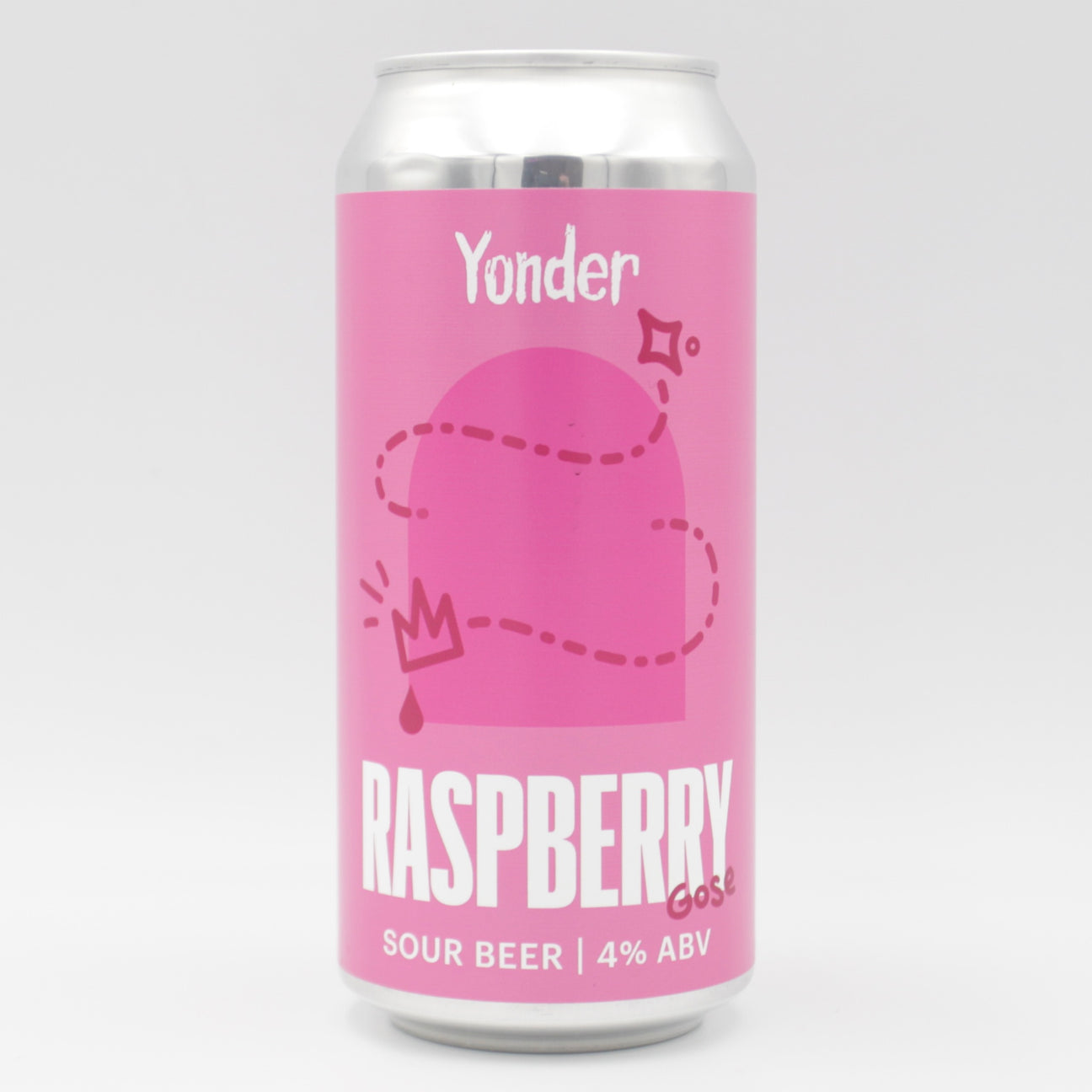 This is a can of Yonder - Raspberry Gose - 4% (440ml). It is a Gose craft beer available to buy from Ghost Whale, voted London's best craft beer shop.