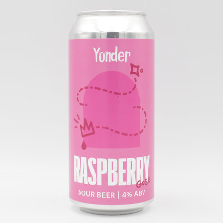 This is a can of Yonder - Raspberry Gose - 4% (440ml). It is a Gose craft beer available to buy from Ghost Whale, voted London's best craft beer shop.