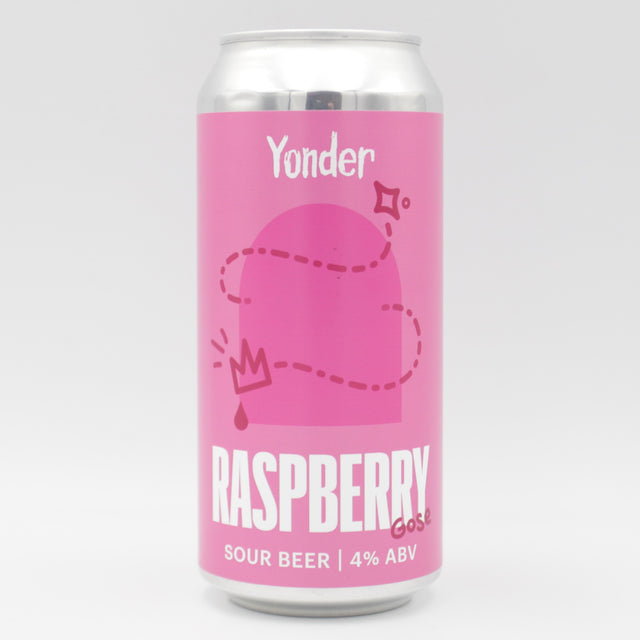 This is a can of Yonder - Raspberry Gose - 4% (440ml). It is a Gose craft beer available to buy from Ghost Whale, voted London's best craft beer shop.
