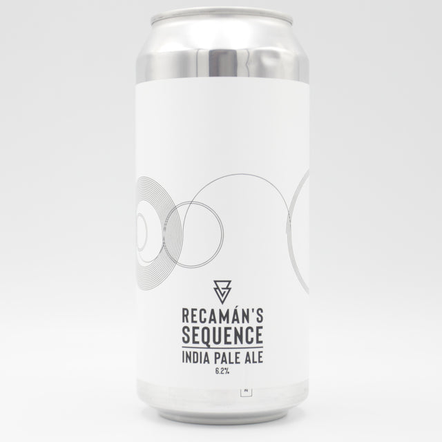 This is a can of Azvex - Recamán's Sequence - 6.2% (440ml). It is a IPA craft beer available to buy from Ghost Whale, voted London's best craft beer shop.