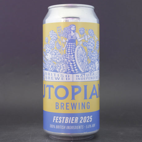 This is a can of Utopian - Festbier 2025 - 5.6% (440ml). It is a Lager / Pilsner / Kölsch craft beer available to buy from Ghost Whale, voted London's best craft beer shop.