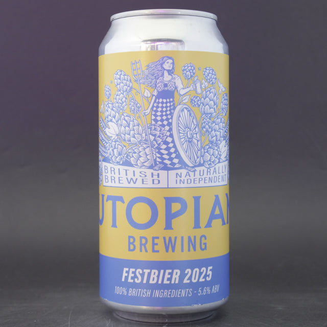 This is a can of Utopian - Festbier 2025 - 5.6% (440ml). It is a Lager / Pilsner / Kölsch craft beer available to buy from Ghost Whale, voted London's best craft beer shop.