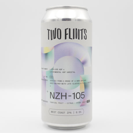 This is a can of Two Flints - Bract Project: NZH 105 - 6.5% (440ml). It is a IPA craft beer available to buy from Ghost Whale, voted London's best craft beer shop.