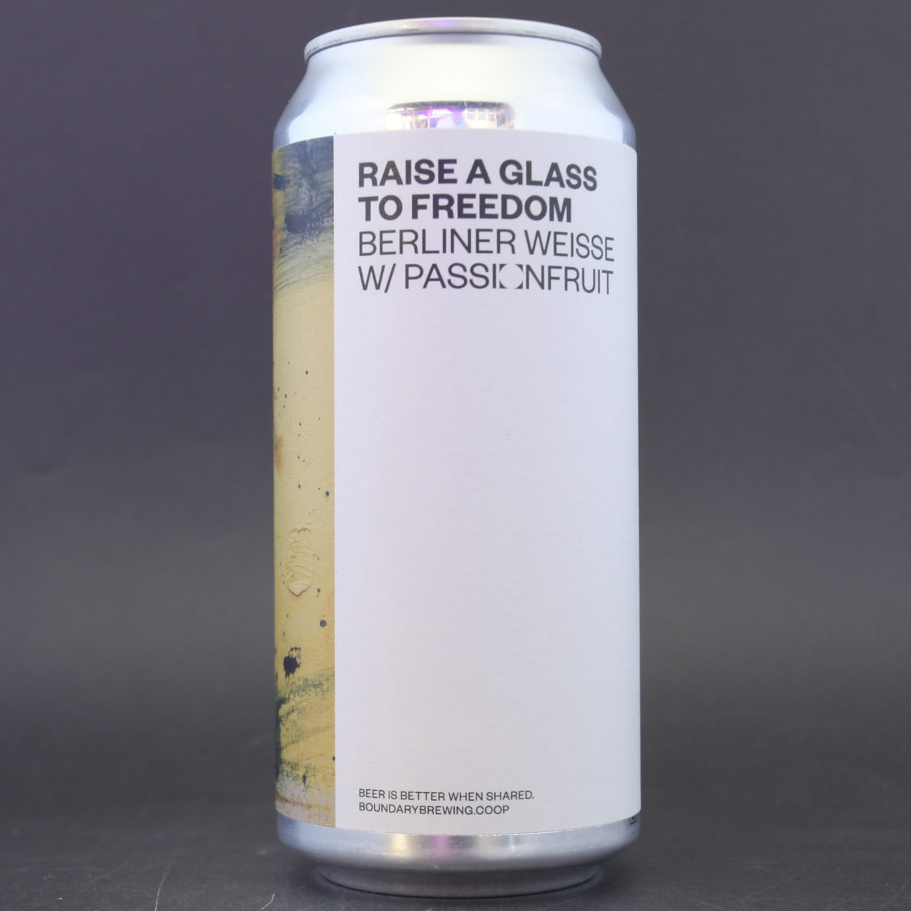 This is a can of Boundary - Raise A Glass To Freedom - 4.7% (440ml). It is a Sour craft beer available to buy from Ghost Whale, voted London's best craft beer shop.