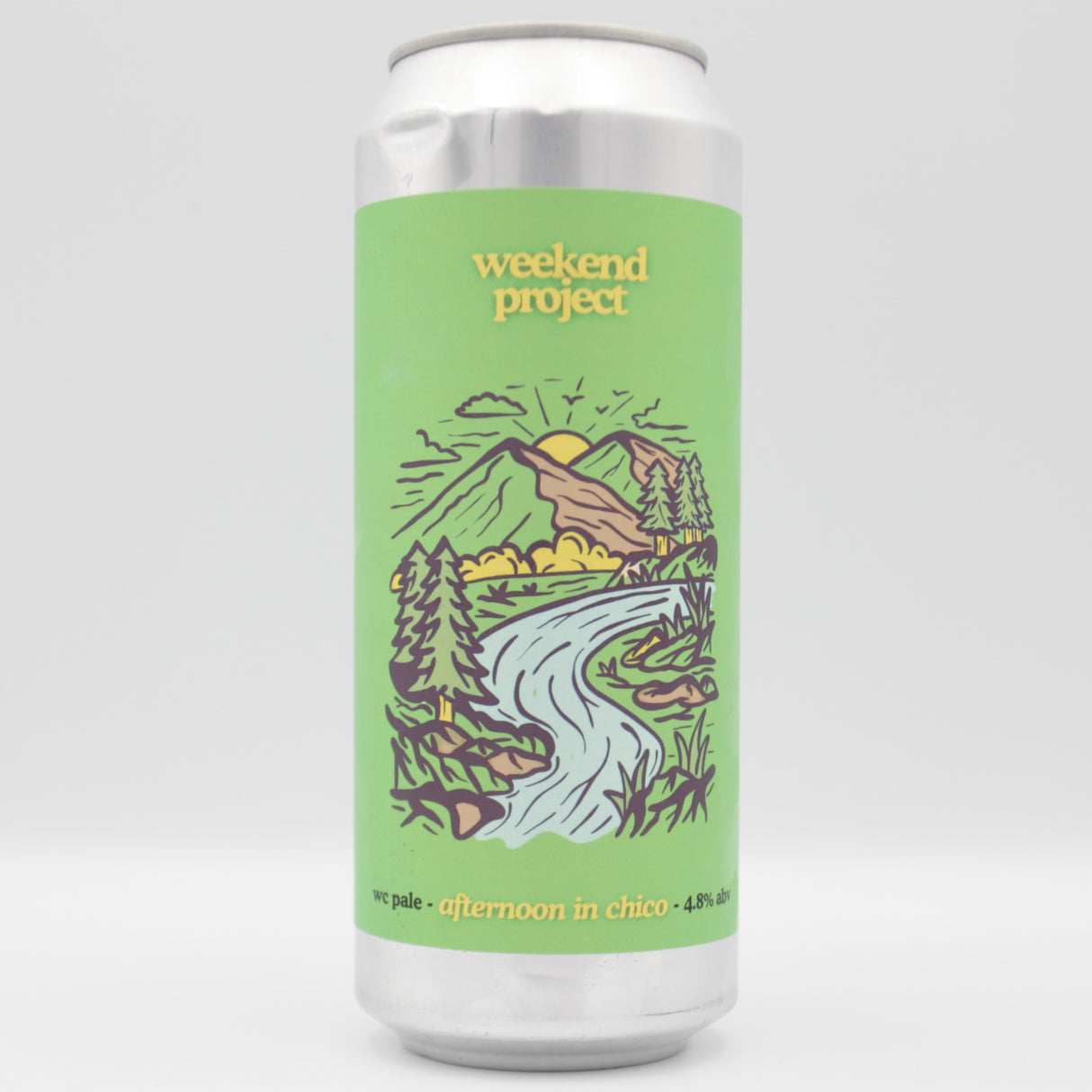 This is a can of Weekend Project - Afternoon In Chico - 4.8% (500ml). It is a Pale Ale craft beer available to buy from Ghost Whale, voted London's best craft beer shop.