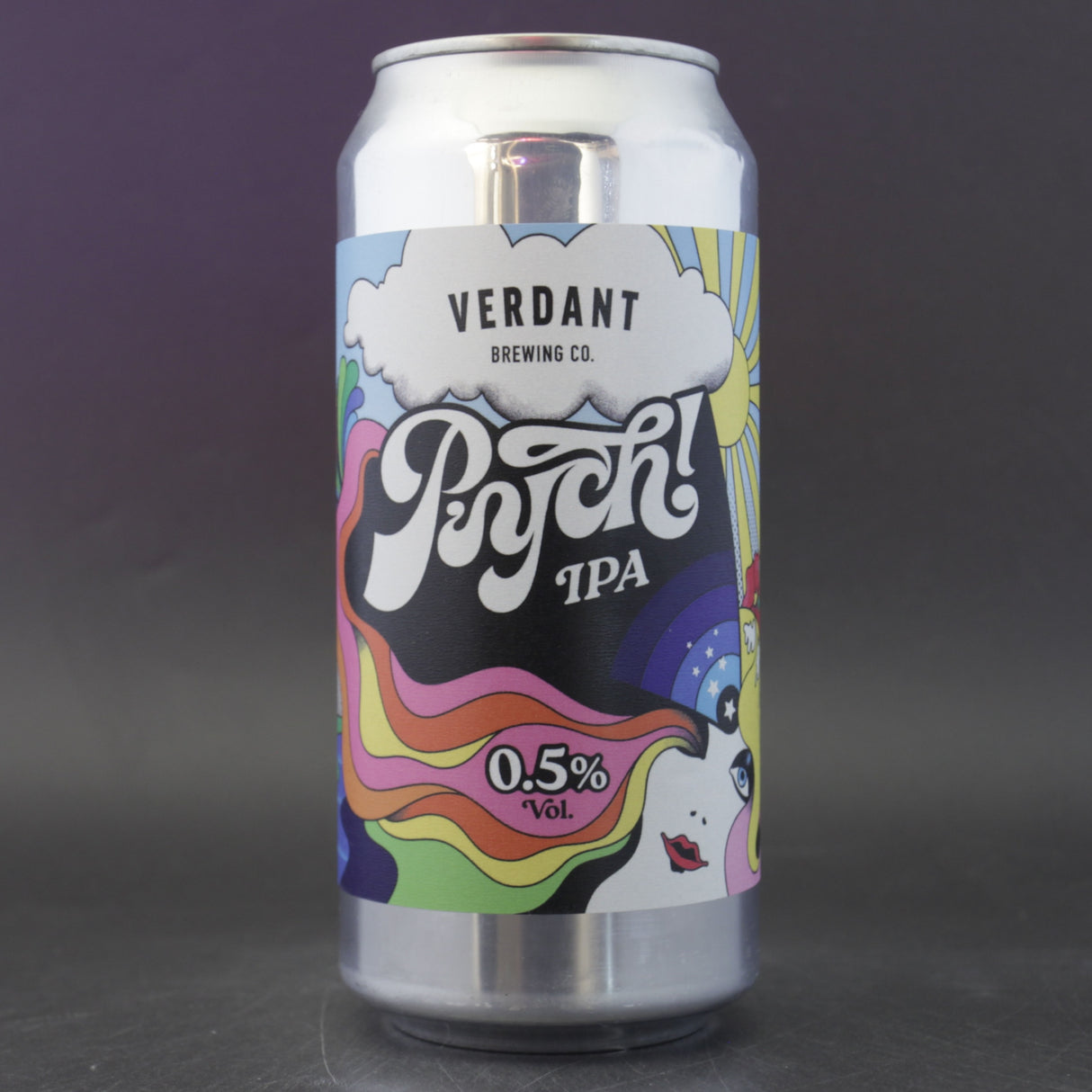 This is a can of Verdant - Psych! - 0.5% (440ml). It is a IPA craft beer available to buy from Ghost Whale, voted London's best craft beer shop.