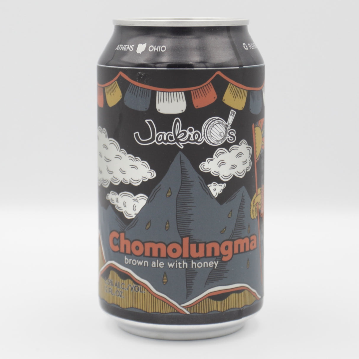 This is a can of Jackie O's - Chomolungma - 6.5% (355ml). It is a Brown Ale craft beer available to buy from Ghost Whale, voted London's best craft beer shop.