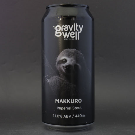 This is a can of Gravity Well - Makkuro - 11% (440ml). It is a Imperial Stout / Porter craft beer available to buy from Ghost Whale, voted London's best craft beer shop.