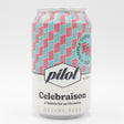 This is a can of Pilot / Simple Things Fermentations - Celebraison - 3.8% (330ml). It is a Saison craft beer available to buy from Ghost Whale, voted London's best craft beer shop.