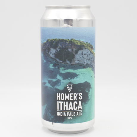 This is a can of Azvex - Homer's Ithaca - 6% (440ml). It is a IPA craft beer available to buy from Ghost Whale, voted London's best craft beer shop.