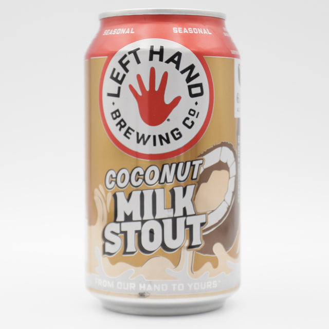 This is a can of Left Hand - Coconut Milk Stout - 6% (355ml). It is a Stout / Porter craft beer available to buy from Ghost Whale, voted London's best craft beer shop.