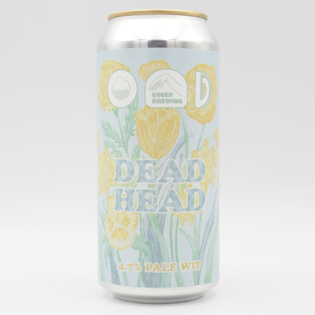 This is a can of Queer Brewing - Deadhead - 4.7% (440ml). It is a Wit / Wheat craft beer available to buy from Ghost Whale, voted London's best craft beer shop.
