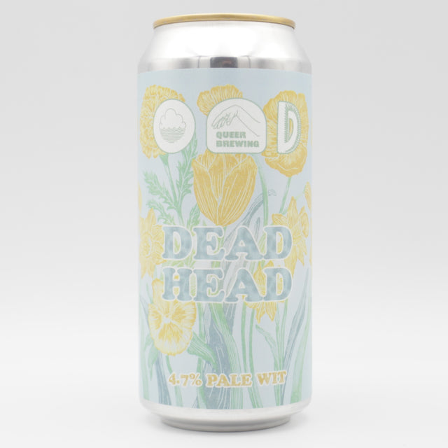 This is a can of Queer Brewing - Deadhead - 4.7% (440ml). It is a Wit / Wheat craft beer available to buy from Ghost Whale, voted London's best craft beer shop.