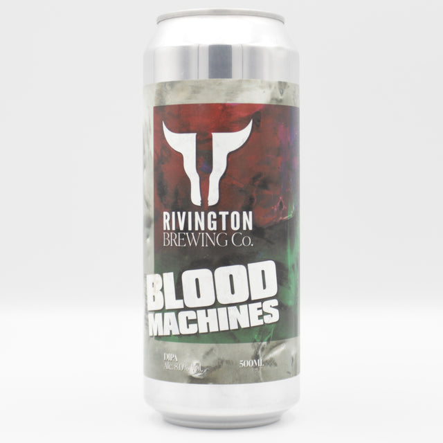 This is a can of Rivington - Blood Machines - 8% (500ml). It is a Double IPA craft beer available to buy from Ghost Whale, voted London's best craft beer shop.