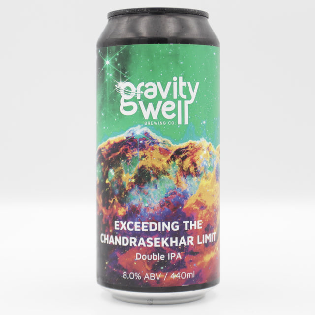 This is a can of Gravity Well - Exceeding the Chandrasekhar Limit - 8% (440ml). It is a Double IPA craft beer available to buy from Ghost Whale, voted London's best craft beer shop.