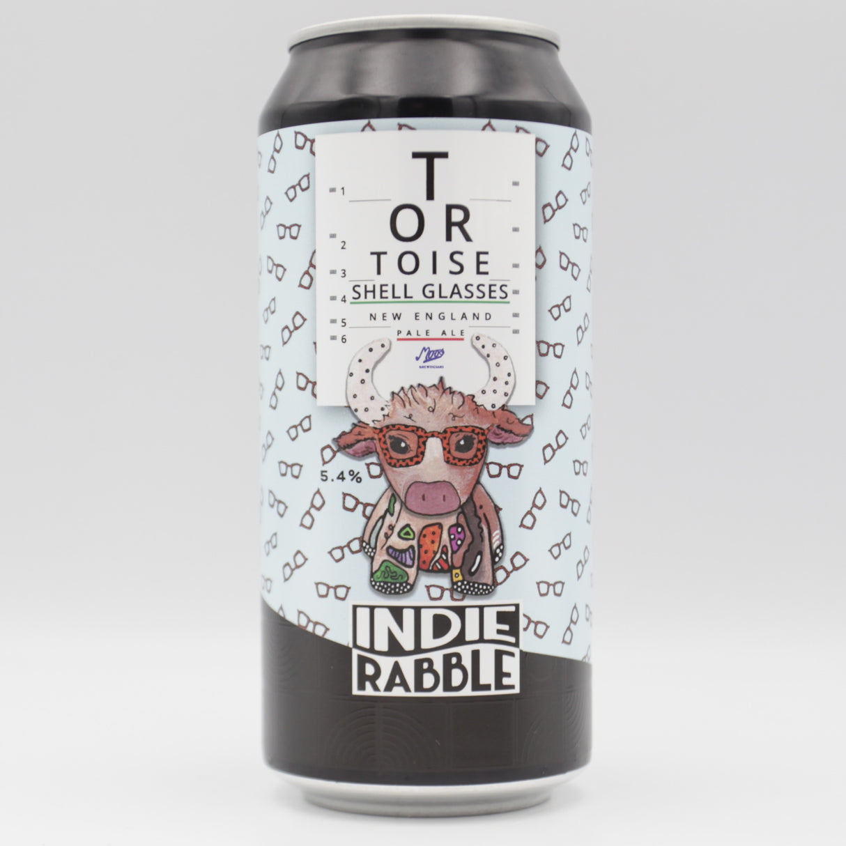 This is a can of Indie Rabble - Tortoiseshell Glasses - 5.4% (440ml). It is a Pale Ale craft beer available to buy from Ghost Whale, voted London's best craft beer shop.