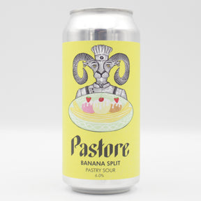 This is a can of Pastore - Banana Split - 6% (440ml). It is a Sour craft beer available to buy from Ghost Whale, voted London's best craft beer shop.