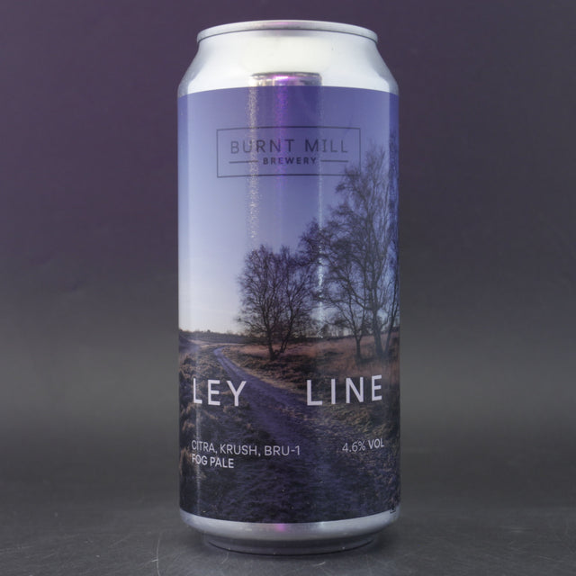 This is a can of Burnt Mill - Ley Line - 4.6% (440ml). It is a Pale Ale craft beer available to buy from Ghost Whale, voted London's best craft beer shop.