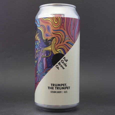 This is a can of Full Circle Brew Co - Trumpet, the Trumpet - 4.6% (440ml). It is a Lager / Pilsner / Kölsch craft beer available to buy from Ghost Whale, voted London's best craft beer shop.