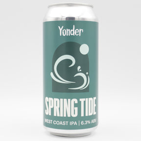 This is a can of Yonder - Spring Tide - 6.3% (440ml). It is a IPA craft beer available to buy from Ghost Whale, voted London's best craft beer shop.