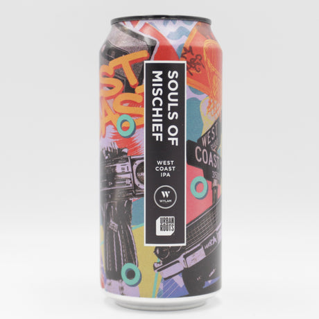 This is a can of Wylam / Urban Roots - Souls Of Mischief - 7.5% (440ml). It is a IPA craft beer available to buy from Ghost Whale, voted London's best craft beer shop.