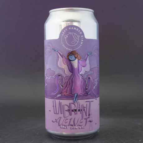 This is a can of Left Handed Giant - Vibrant Velvet - 8% (440ml). It is a Double IPA craft beer available to buy from Ghost Whale, voted London's best craft beer shop.