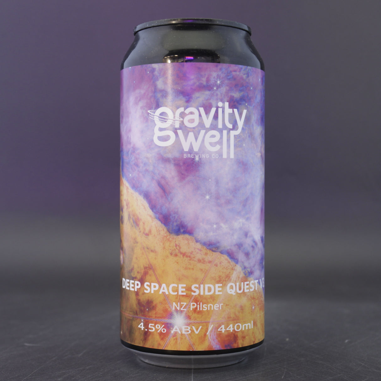 This is a can of Gravity Well - Deep Space Side Quest v3 - 4.5% (440ml). It is a Lager / Pilsner / Kölsch craft beer available to buy from Ghost Whale, voted London's best craft beer shop.