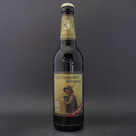 This is a bottle of Einsiedler - Echt Bohmisch - 5.2% (500ml). It is a Lager / Pilsner / Kölsch craft beer available to buy from Ghost Whale, voted London's best craft beer shop.