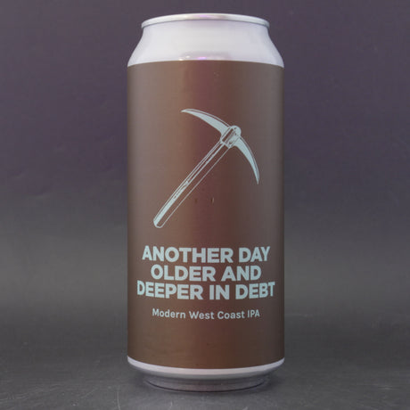 This is a can of Pomona Island - Another Day Older And Deeper In Debt - 7% (440ml). It is a IPA craft beer available to buy from Ghost Whale, voted London's best craft beer shop.