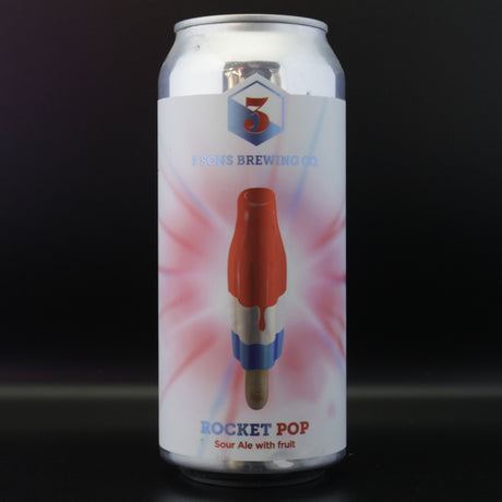 This is a can of 3 Sons - Rocket Pop - 8% (473ml). It is a Sour craft beer available to buy from Ghost Whale, voted London's best craft beer shop.