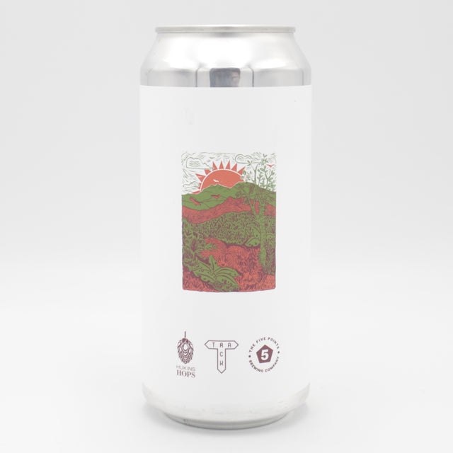 This is a can of Track / Five Points - Carmine Skies - 4.8% (440ml). It is a Red / Amber Ale craft beer available to buy from Ghost Whale, voted London's best craft beer shop.