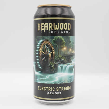 This is a can of Bearwood - Electric Stream - 8.2% (440ml). It is a Double IPA craft beer available to buy from Ghost Whale, voted London's best craft beer shop.