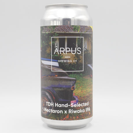 This is a can of Arpus Brewing Co - TDH Hand Selected Nectaron x Riwaka IPA - 7.5% (440ml). It is a IPA craft beer available to buy from Ghost Whale, voted London's best craft beer shop.