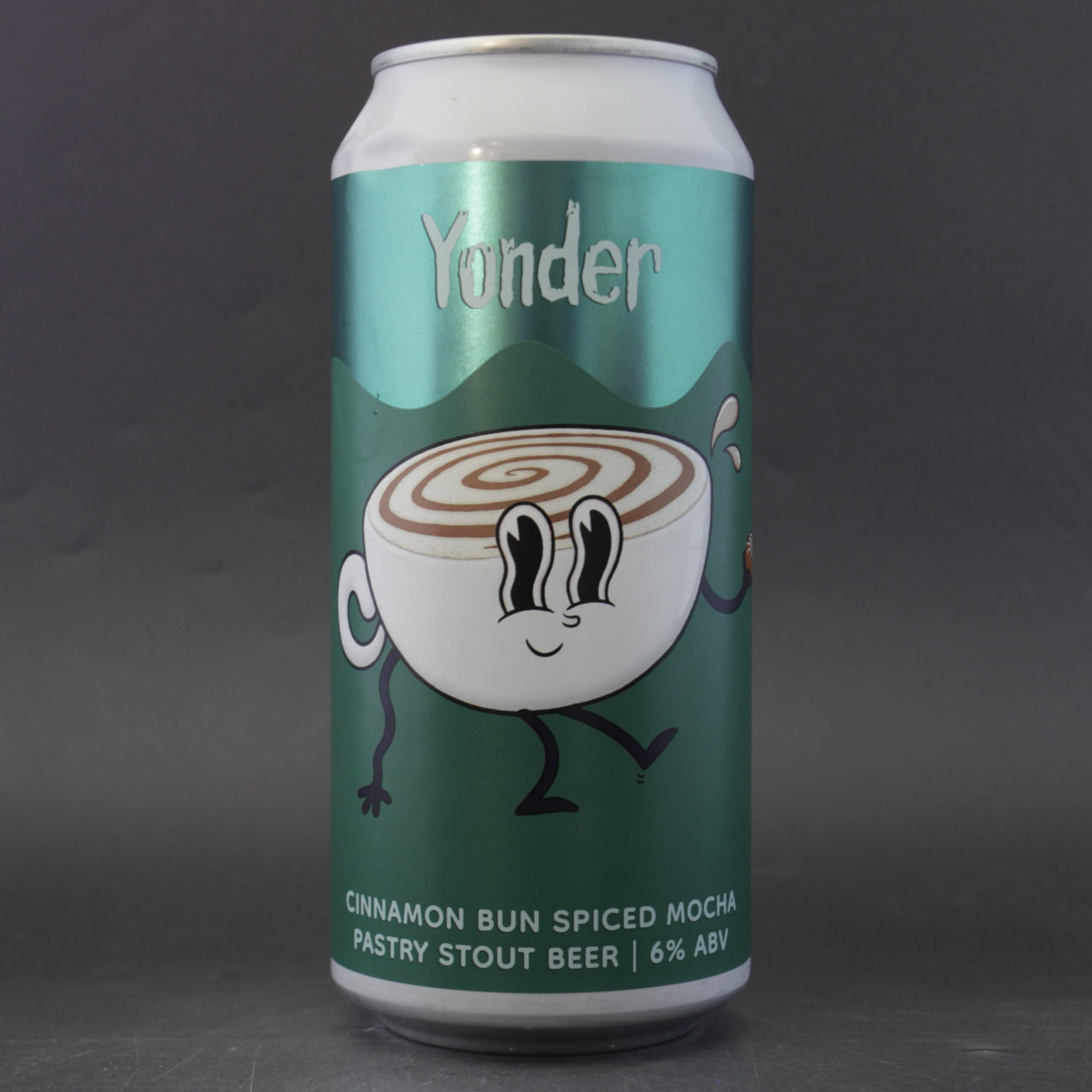 This is a can of Yonder - Cinnamon Bun Spiced Mocha - 6% (440ml). It is a Stout / Porter craft beer available to buy from Ghost Whale, voted London's best craft beer shop.